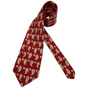 PAUL STUART Red Paisley Silk LUXURY Tie HANDMADE CANADA